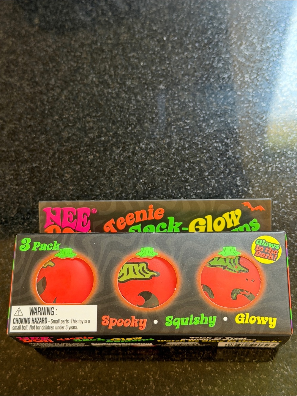 NIB 100% Auth NeeDoh Teenie Jack-Glow Pumpkin Squishy Balls - Orange (3 Pack)